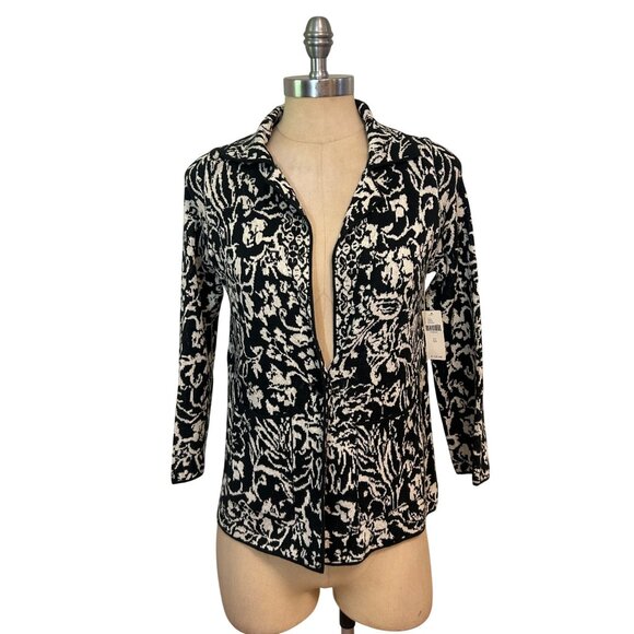 Anthropologie Ett:Twa Sweater Cardigan Blazer Reversible Floral XS NWT - Picture 2 of 6